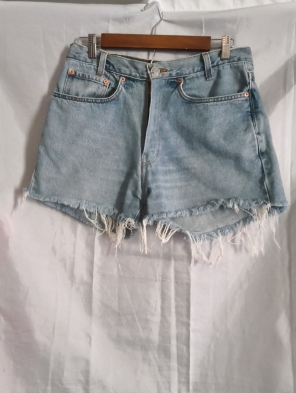 Womens Levi's Jean Shorts Frayed 30 Waist Light Colored